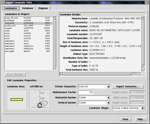[Luminaire Editing Dialog]