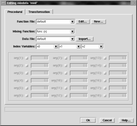 [Mixdata Parameters Dialog]